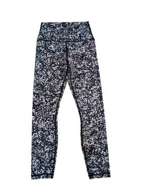 Lululemon Wunder Under Crop 23" Black Floral Spritz High-Rise Capri Leggings 2
